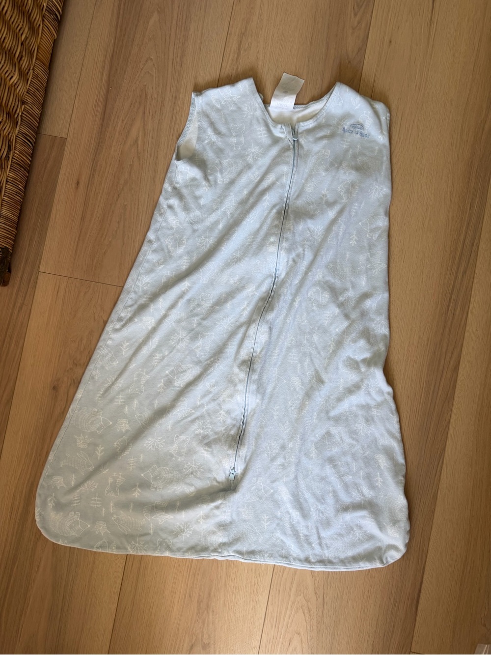 Halo Light Blue Sleeveless Zip-Front Sleep Sack with Woodland Animal Print